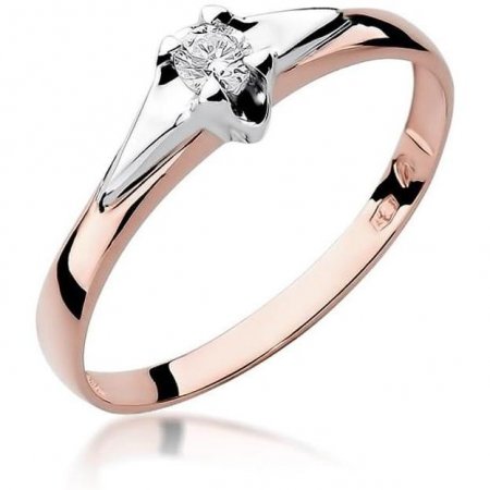 Harf Pierścionek z różowego złota z diamentem 0,08 ct, próba 585 B0176-PI-AUR-DIW-06-OK