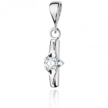 Harf Zawieszka z białego złota próby 585 z diamentem 0,10 ct B0176-ZA-AUB-DIW-04-OK