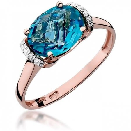 Harf Pierścionek halo z różowego złota próby 585 z topazem Swiss 1,70 ct B0296-PI-AUR-TOB-02-OW