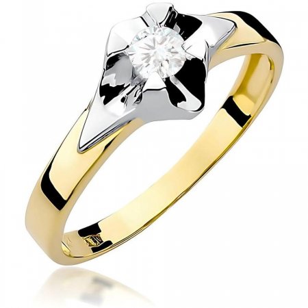 Harf Złoty pierścionek z diamentem laboratoryjnym 0,25 ct oprawa kwiat gwiazda B0310-PI-AUZ-LDW-08-OK