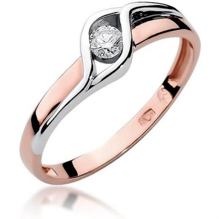 Harf Pierścionek z różowego złota z diamentem 0,10 ct, próba 585 B0356-PI-AUR-DIW-04-OK