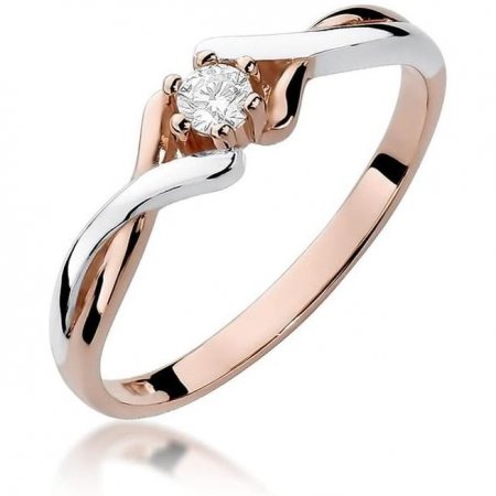 Harf Pierścionek z różowego złota próby 585 z diamentem 0,10 ct B0380-PI-AUR-DIW-08-OK