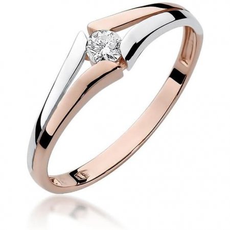 Harf Pierścionek z różowego złota z diamentem 0,10 ct, próba 585 B0414-PI-AUR-DIW-04-OK