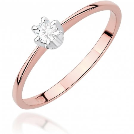 Harf Pierścionek z różowego złota z diamentem 0,15 ct, próba 585 B0440-PI-AUR-DIW-06-OK