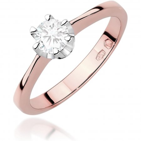 Harf Pierścionek z różowego złota z diamentem 0,25 ct, próba 585 B0440-PI-AUR-DIW-12-OK