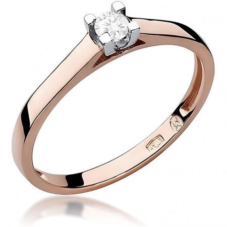 Harf Pierścionek z różowego złota z diamentem 0,12 ct, próba 585 B0442-PI-AUR-DIW-06-OK