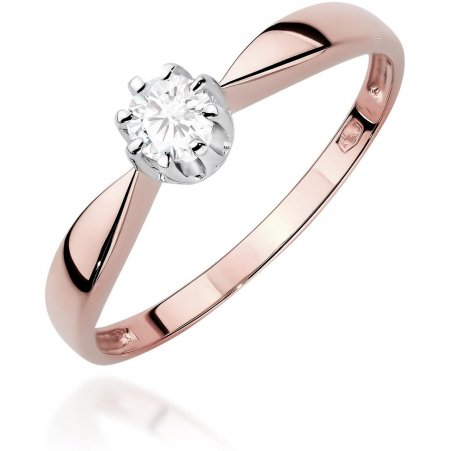 Harf Pierścionek z różowego złota próby 585 z diamentem 0,15 ct B0456-PI-AUR-DIW-04-OK