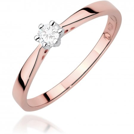 Harf Pierścionek z różowego złota próby 585 z diamentem laboratoryjnym 0,10 ct B0458-PI-AUR-LDW-04-OK