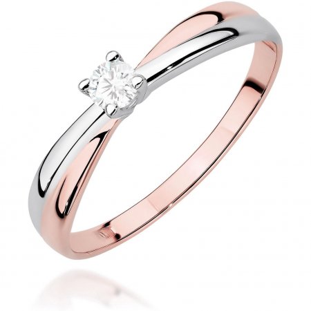 Harf Pierścionek z różowego złota z diamentem laboratoryjnym 0,10 ct, próba 585 B0460-PI-AUR-LDW-04-OK
