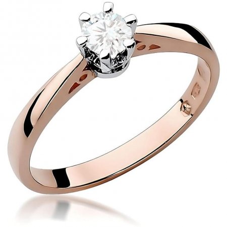 Harf Pierścionek z różowego złota próby 585 z diamentem 0,25 ct B0468-PI-AUR-DIW-06-OK