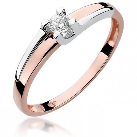 Harf Pierścionek z różowego złota próby 585 z diamentem 0,12 ct B0492-PI-AUR-DIW-02-OK