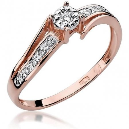Harf Pierścionek z różowego złota próby 585 z diamentem 0,05 ct B0538-PI-AUR-DIW-02-OK