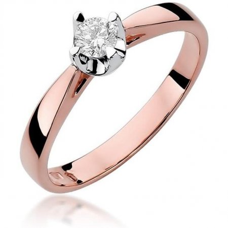 Harf Pierścionek z różowego złota z diamentem 0,20 ct, próba 585 B0586-PI-AUR-DIW-02-OK