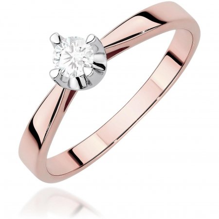 Harf Pierścionek z różowego złota próby 585 z diamentem laboratoryjnym 0,20 ct B0586-PI-AUR-LDW-02-OK