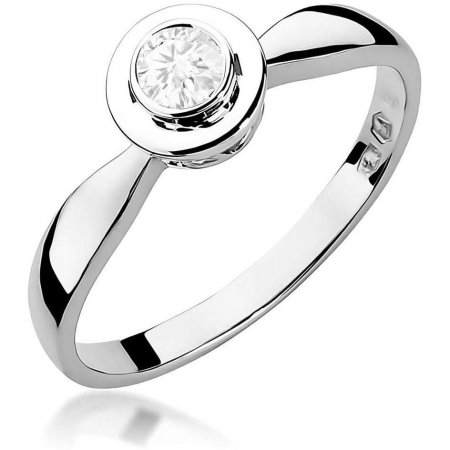Harf Pierścionek z białego złota z diamentem laboratoryjnym 0,20 ct pełna oprawa bezel B0588-PI-AUB-LDW-06-OK