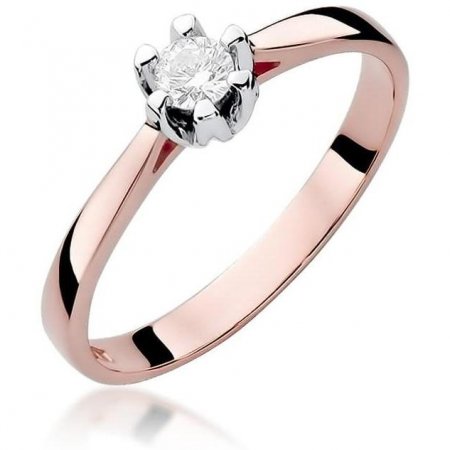 Harf Pierścionek z różowego złota z diamentem 0,12 ct, próba 585 B0598-PI-AUR-DIW-02-OK