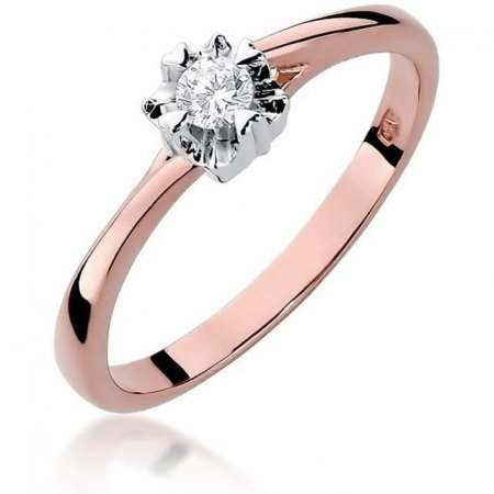 Harf Pierścionek z różowego złota z diamentem 0,10 ct, próba 585 B0636-PI-AUR-DIW-04-OK