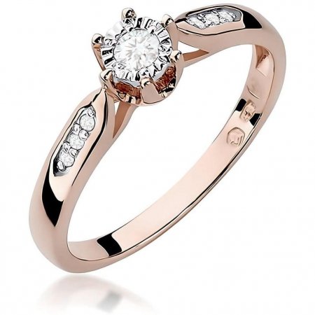 Harf Pierścionek z różowego złota z diamentem laboratoryjnym 0,08 ct, próba 585 B0656-PI-AUR-LDW-02-OK