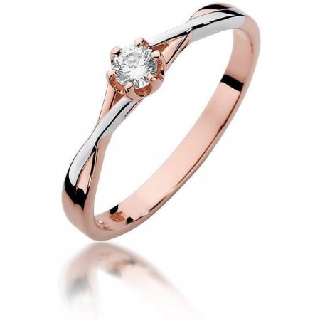 Harf Pierścionek z różowego złota z diamentem 0,12 ct, próba 585 B0680-PI-AUR-DIW-04-OK