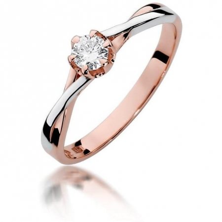 Harf Pierścionek z różowego złota próby 585 z diamentem 0,23 ct B0680-PI-AUR-DIW-12-OK