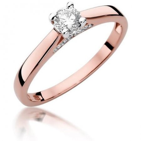 Harf Pierścionek z różowego złota próby 585 z diamentem 0,25 ct B0682-PI-AUR-DIW-02-OK