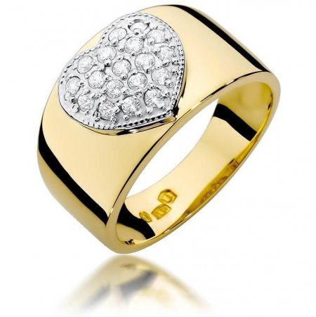 Harf Masywny złoty pierścionek serce z brylantami 0,26 ct B0704-PI-AUZ-DIW-02-00