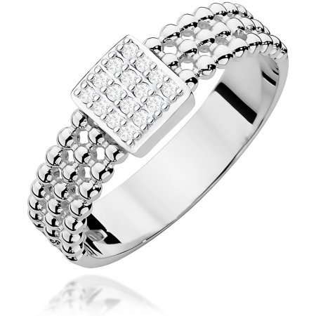 Harf Masywny pierścionek z białego złota z brylantami 0,08 ct B0706-PI-AUB-DIW-02-00
