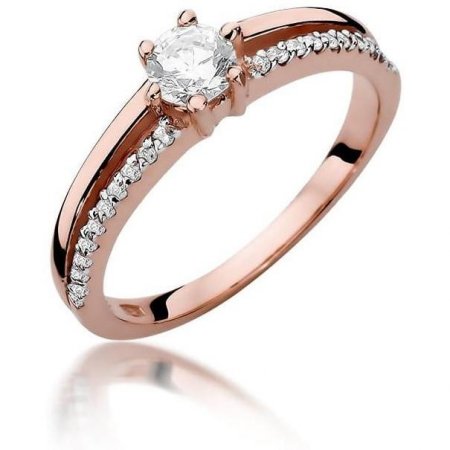 Harf Pierścionek z różowego złota próby 585 z diamentem 0,30 ct B0710-PI-AUR-DIW-02-OK