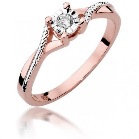 Harf Pierścionek z różowego złota z diamentem 0,08 ct, próba 585 B0722-PI-AUR-DIW-02-OK