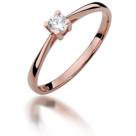 Harf Pierścionek z różowego złota z diamentem 0,15 ct, próba 585 B0734-PI-AUR-DIW-02-OK