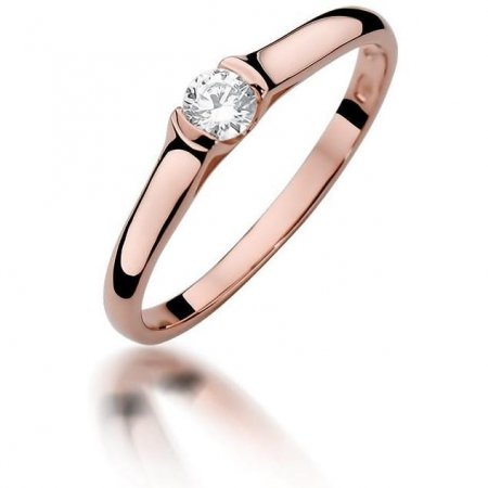 Harf Pierścionek z różowego złota z diamentem 0,15 ct, próba 585 B0738-PI-AUR-DIW-02-OK