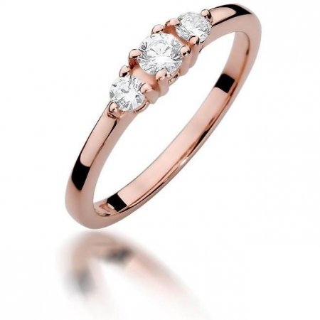 Harf Pierścionek z różowego złota próby 585 z diamentem 0,15 ct B0754-PI-AUR-DIW-02-OK