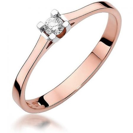 Harf Pierścionek z różowego złota próby 585 z diamentem 0,09 ct B0814-PI-AUR-DIW-02-OK