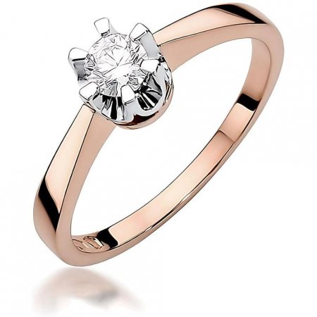 Harf Pierścionek z różowego złota próby 585 z diamentem laboratoryjnym 0,25 ct B0816-PI-AUR-LDW-04-OK