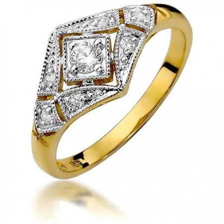Harf Złoty pierścionek 585 z brylantami 0,19 ct B0824-PI-AUZ-DIW-02-OK