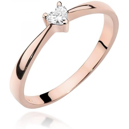 Harf Pierścionek z różowego złota z diamentem 0,10 ct, próba 585 B0866-PI-AUR-DIW-02-SE