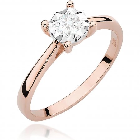 Harf Pierścionek z różowego złota próby 585 z diamentem 0,20 ct B0894-PI-AUR-DIW-02-OK