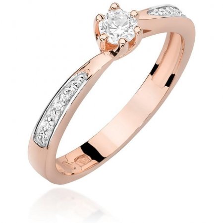 Harf Pierścionek z różowego złota próby 585 z diamentem 0,15 ct B0906-PI-AUR-DIW-02-OK