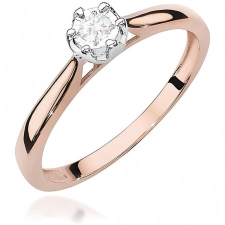 Harf Pierścionek z różowego złota próby 585 z diamentem 0,08 ct B0936-PI-AUR-DIW-02-OK