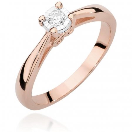 Harf Pierścionek z różowego złota z diamentem 0,08 ct, próba 585 B0950-PI-AUR-DIW-02-OK