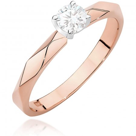 Harf Pierścionek z różowego złota próby 585 z diamentem 0,20 ct B0968-PI-AUR-DIW-06-OK