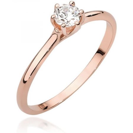Harf Pierścionek z różowego złota próby 585 z diamentem 0,20 ct B0998-PI-AUR-DIW-04-OK