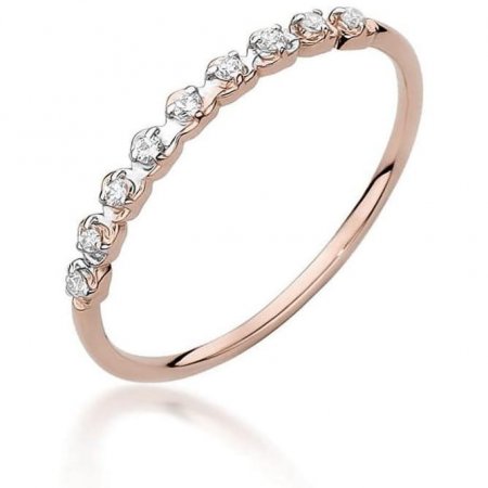 Harf Pierścionek z różowego złota próby 585 z diamentami B1008-PI-AUR-DIW-02-00