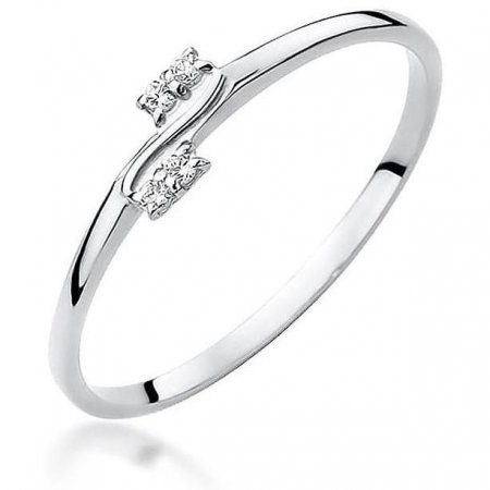 Harf Delikatny pierścionek z białego złota brylantami 0.03 ct B1010-PI-AUB-DIW-02-00