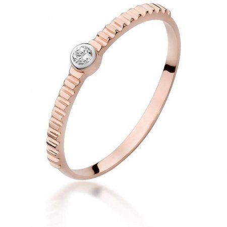 Harf Pierścionek z różowego złota z diamentem, próba 585 B1024-PI-AUR-DIW-02-OK
