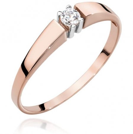 Harf Pierścionek z różowego złota z diamentem 0,10 ct, próba 585 B1048-PI-AUR-DIW-04-OK