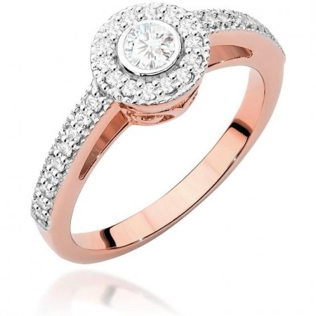 Harf Pierścionek halo z różowego złota z diamentem 0,15 ct, próba 585 B1060-PI-AUR-DIW-02-OK
