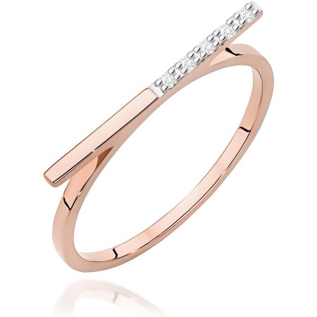Harf Pierścionek z różowego złota próby 585 z diamentami B1074-PI-AUR-DIW-02-00