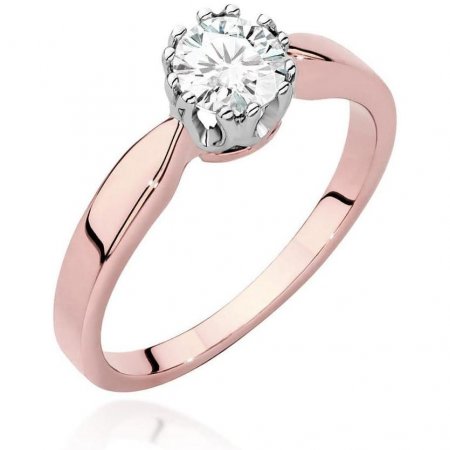 Harf Pierścionek z różowego złota z diamentem laboratoryjnym 0,50 ct, próba 585 B1082-PI-AUR-LDW-04-OK