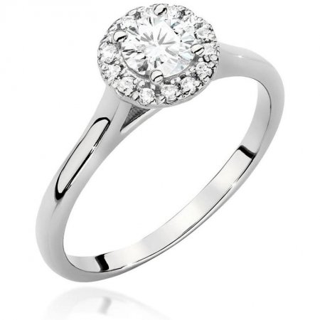 Harf Pierścionek z białego złota Halo Ring z brylantem 0,40 ct i kamienie boczne B1100-PI-AUB-DIW-02-OK